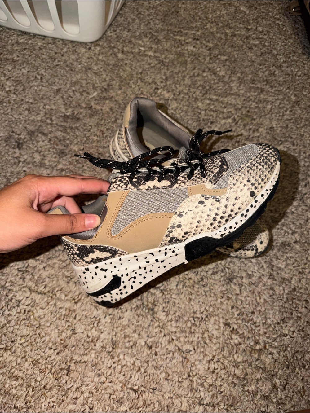 Women’s Neutral Animal-Print Platform Sneakers